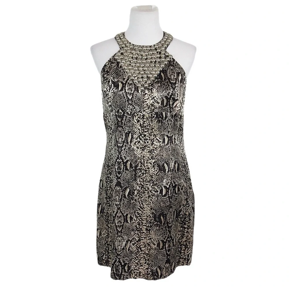 LAUNDRY by Shelli Segal Silk Snakeskin Print Mini Halter Dress Women’s Size 8
